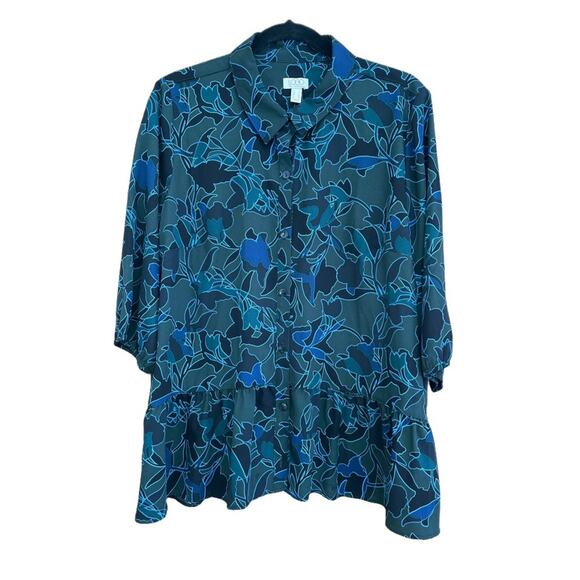 LOGO by Lori Goldstein Floral Peplum Blouse - Picture 2 of 6